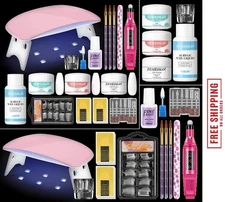 Acrylic Nail Kit for Beginners with Clear/White/Pink Acrylic Powder Set