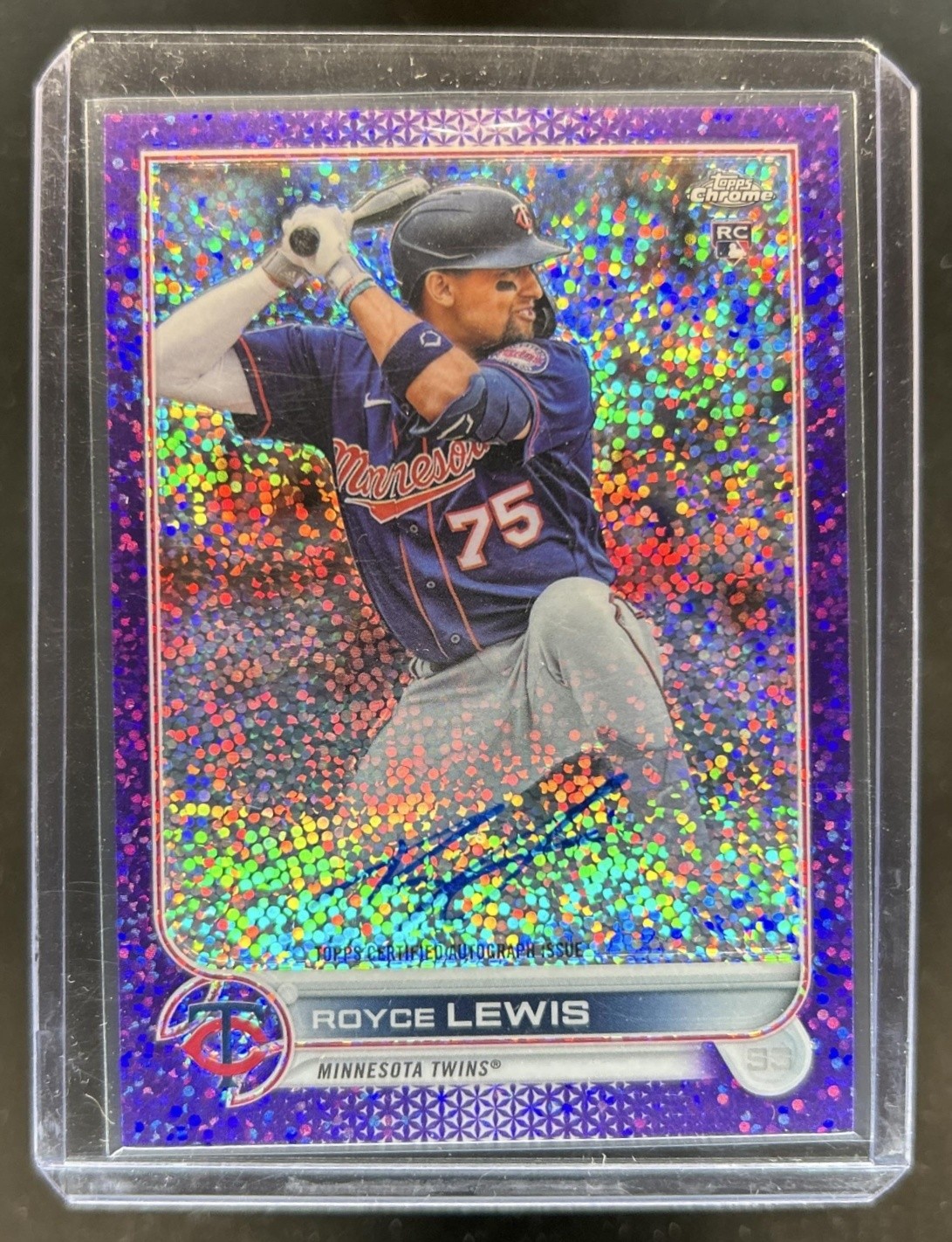 2022 Topps Chrome Royce Lewis Rookie Auto RC Purple Speckle Refractor #/299