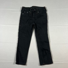 True Religion Geno Relaxed Slim Youth 5 Black Denim Cotton Stretch Flap Pocket