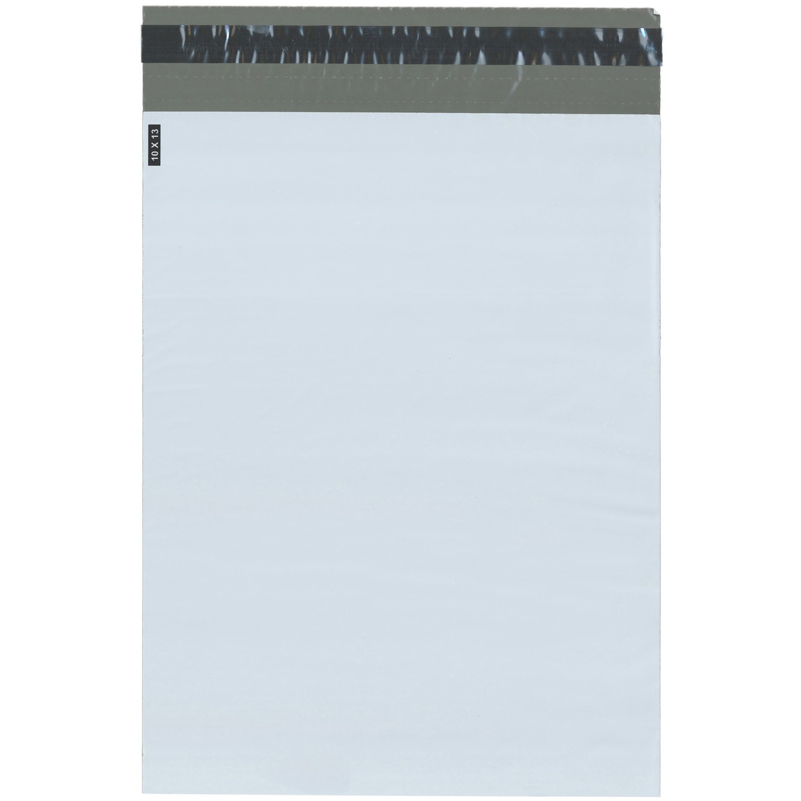 Plymor Poly Mailer White/Gray Bag w/ Closure and Strip, 10" x 13" (Case of 1000)
