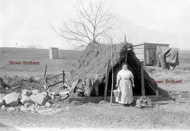 1900s "Type of Shelter-High Falls" Hard Scrabble Sod House Glass Camera Negative
