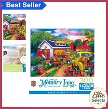 300 Piece Jigsaw Puzzle Farm Market Vegetables Flowers Vintage Truck Red Barn