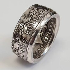 New Fashion Silver Dollar Coin Ring Vintage Style Unisex Jewelry 2026 Fine Gift