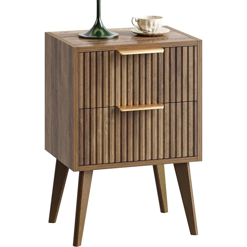 Mesita de noche estriada moderna mesa auxiliar de almacenamiento mesa auxiliar de dormitorio mediados de siglo nueva Foto 2 de 4