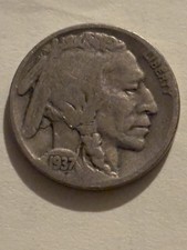 1937 Buffalo Nickel 5 Cents Coin, United States of America