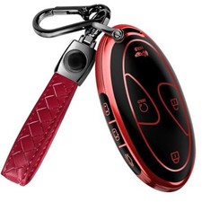 Compatible with Hyundai Key Fob Cover  Keychain  Red  Black 7 Buttons 2