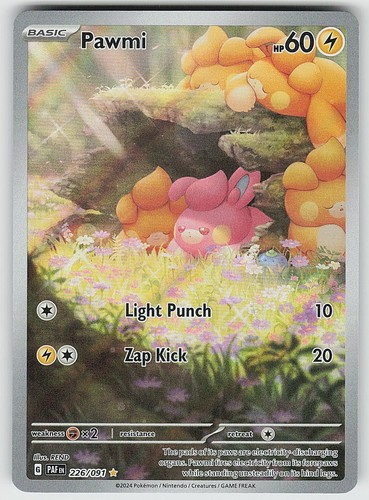 Pawmi 226/091 Illustration Rare Paldean Fates Pokemon Holo NM