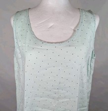 Kiko Comfortable Clothing Linen Sheath Dress Size Large Mint Polka Dots Coastal