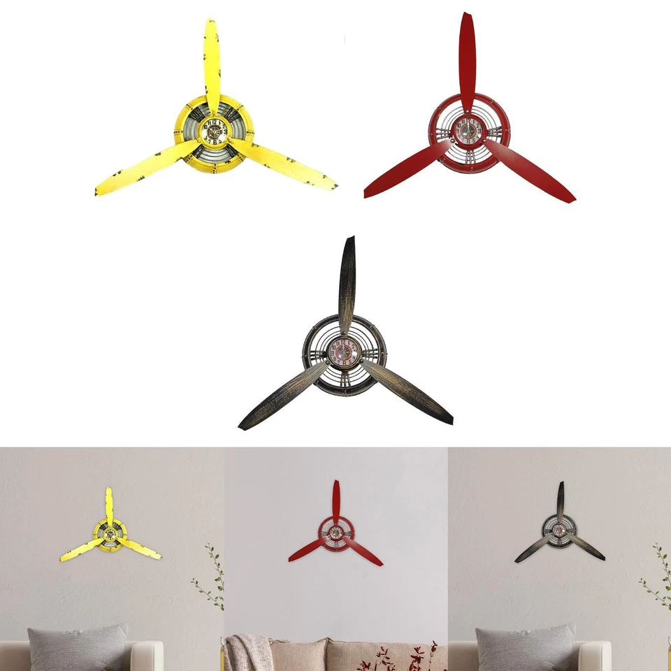 Airplane Propeller Wall Decor Ornament Hanging Clock for Store Kitchen Hotel - Image 2 of 2