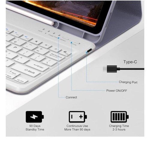 Keyboard Case for Samsung Galaxy Tab S10+ 12.4" 2024, Wireless Detachable Blueto - Picture 5 of 8
