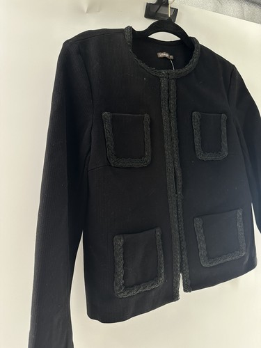 J. McLaughlin Fanning Jacket Black sz M Classy Old Money Blair Waldorf Chic Mint - Picture 4 of 12