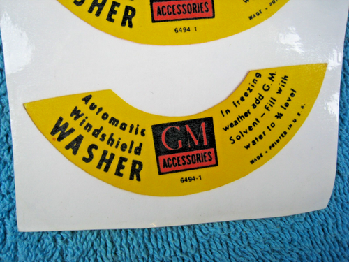 NORS GM Accessories Automatic Windshield Washer Lid DECALS Restoration Parts Lot - Bild 2 von 2
