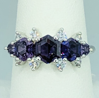 Beautiful Ring Bomb Party RBP4680 Dark Amethyst CZ Rhodium Plated Ring 8