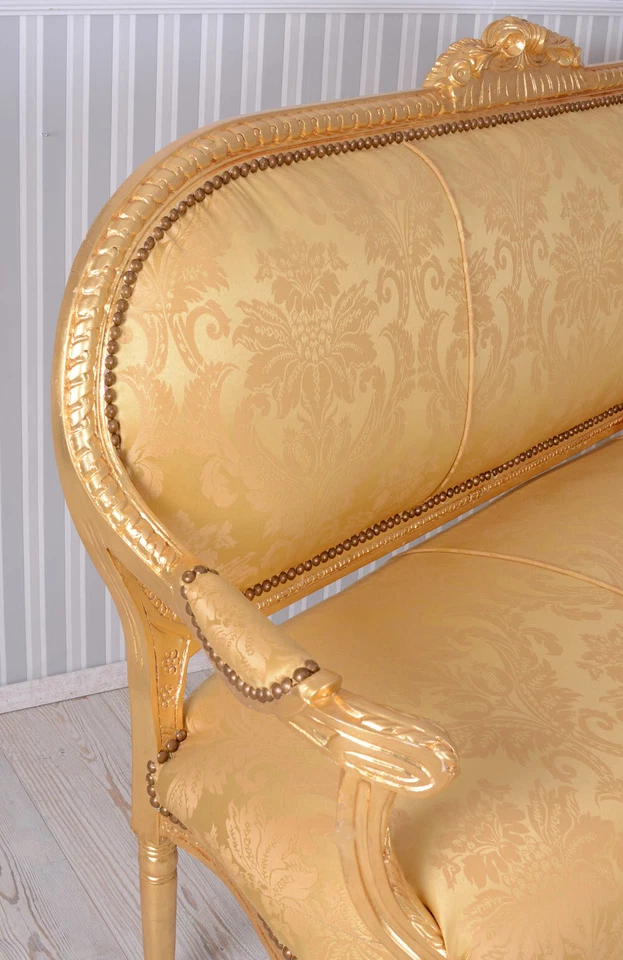 Salonsofa Barock Sofa rokoko Polstersofa gold Kanapee Sitzbank Couch Polsterbank - Bild 4 von 4