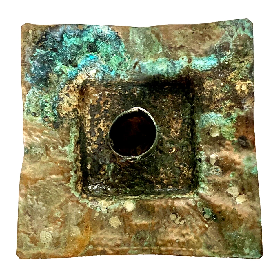 Arts Crafts Antique Hand Hammered Copper Candle Holders, Richard Perry & Son - Image 4 of 4