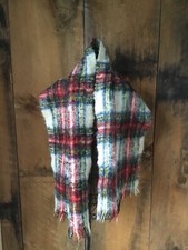 Stewart Plaid Vintage Mohair  Wool Scarf Made in Scotland