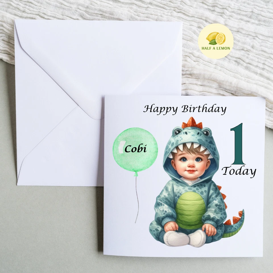 1st Birthday card, Personalised Birthday card for a boy, First Birthday, One - image 4 of 4