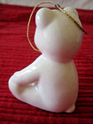 Vintage Lucie Sable 3" WHITE TEDDY BEAR porcelin Christmas Ornament Figurine — photo 4
