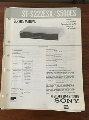 Sony ST-S222ESX ST-S500ES Tuner Service Manual *Original* | eBay