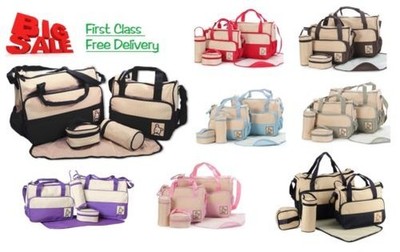 5 pièces bébé Sacs Ensemble Mummy à langer COUCHE fourre-tout L /& Petit sac