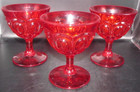 4.5" CHAMPAGNE SHERBERT ICE CREAM CADMIUM 3 GLASSES BOWLS Vintage Ruby Red Glows — photo 1
