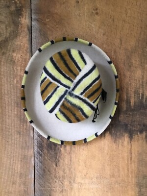 Vintage Yves Saint Laurent YSL Cream Tan Black Yellow Hat | eBay