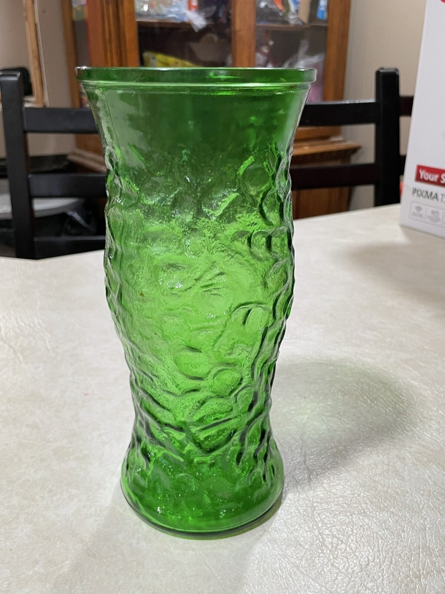Vintage Green Hoosier Glass Vase 4082-4084 Textured 8.5