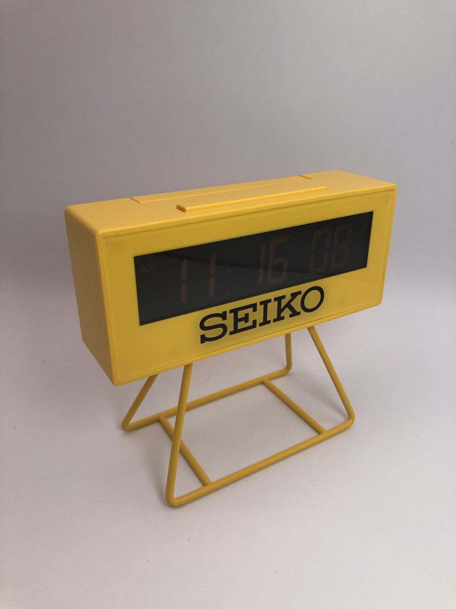 SEIKO SQ817Y Digital Alarm Clock Mini Timer Rectangle Yellow