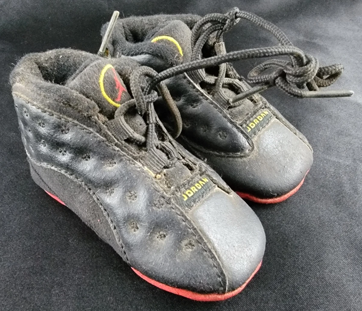 Vintage 97 98 Jordan 13 Crib Booties Baby Shoes Black HAVE WEAR NEED CLEANING