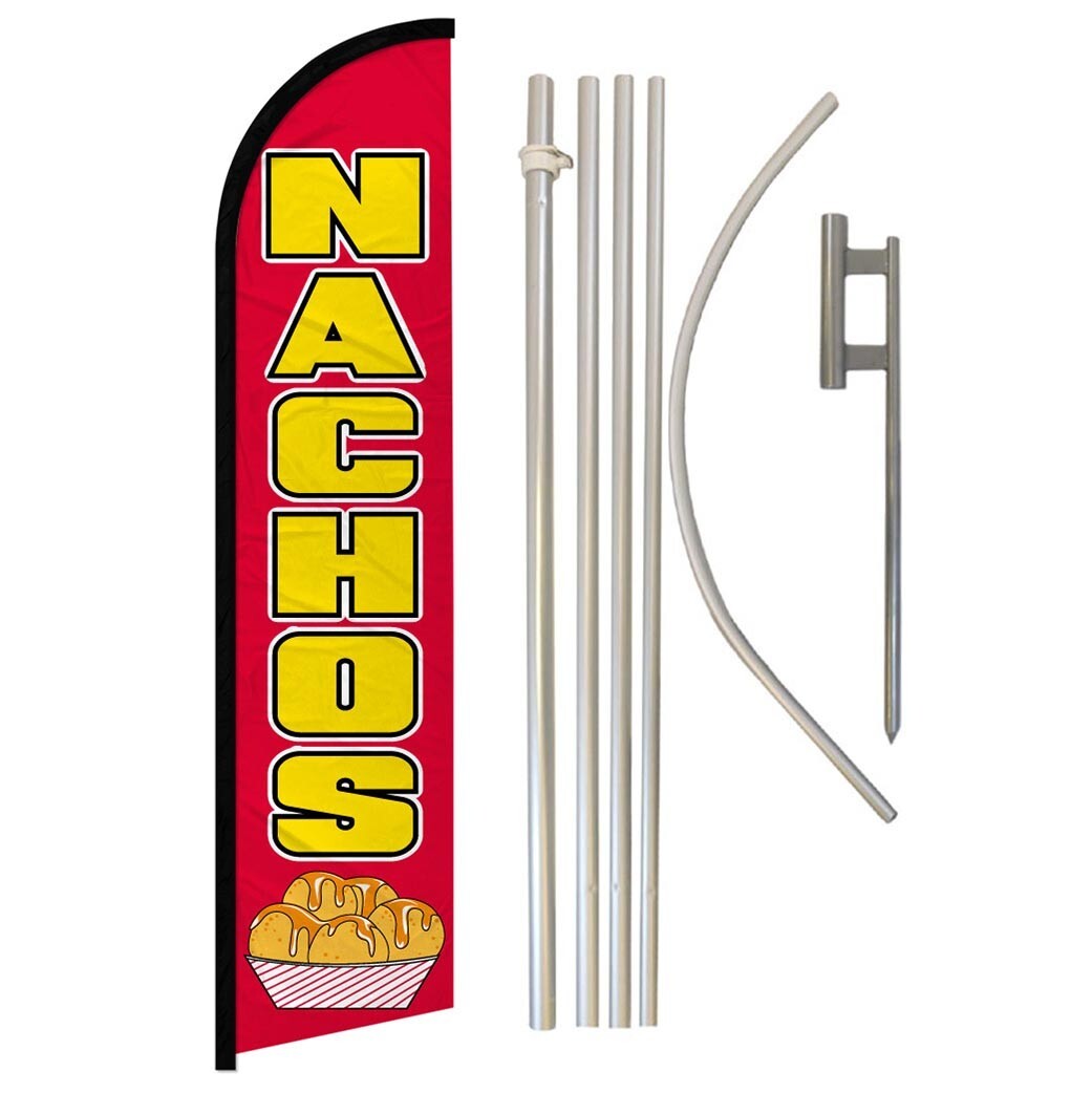Nachos Full Curve Windless Swooper Flag & Pole Kit Concessions