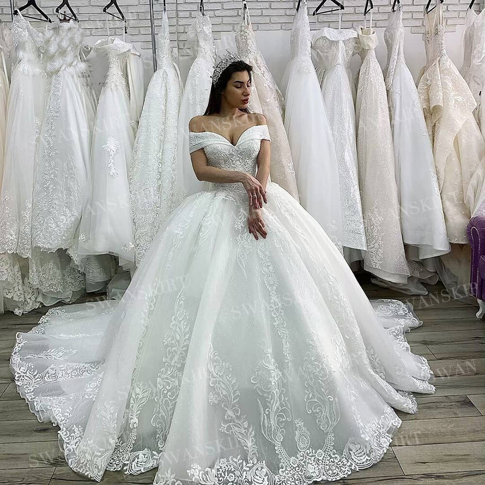 Off Shoulder Long Ball Gown Wedding Dresses, Ivory Wedding Dresses, Bridal Gown Off Shoulder Long Ball Gown Wedding Dresses, Ivory Wedding Dresses, Bridal Gown