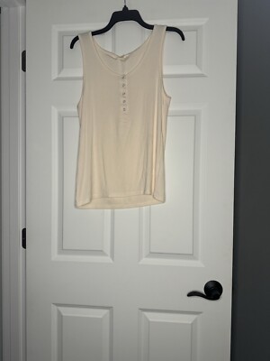 Thread And Supply Sleeveless Ribbed Tank Top Large Cream Nwt