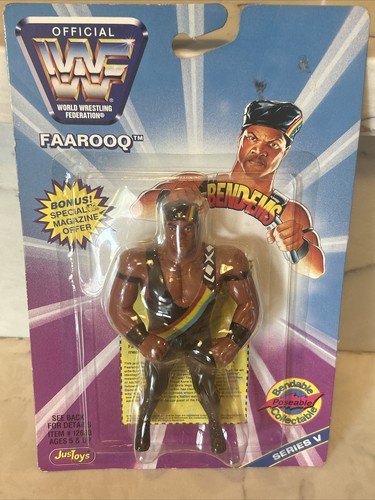 WWF BendEm Figure Faarooq Vintage 1998 Series 5 Ne...