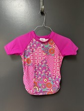 Hanna Andersson Girl Sz 140  Ruched Sleeve Rash Guard Shortsleeve Top Floral