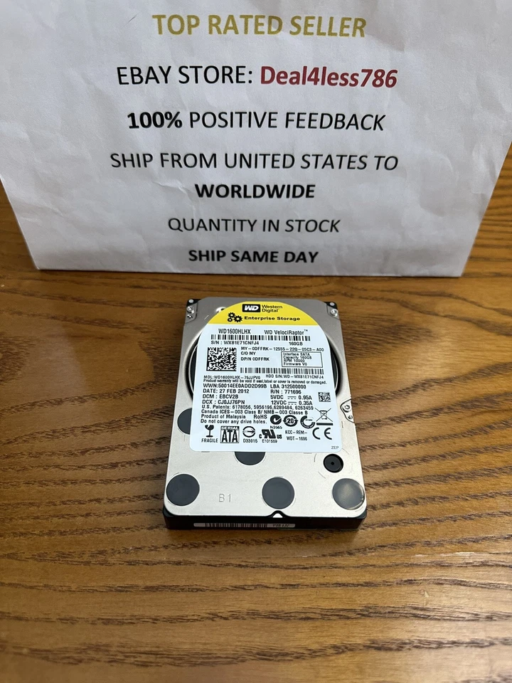 **NEW ZERO HOURS**-WD1600HLHX Original WD 160GB SATA 10K 6GBPS 2.5” Raptor Drive - Image 2 of 4
