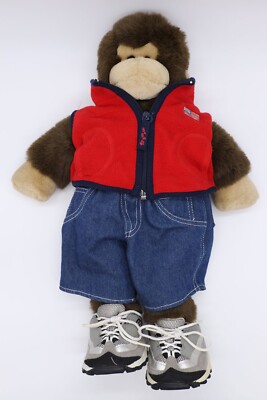 Build A Bear Monkey with USA Vest, Jeans, and Sketchers