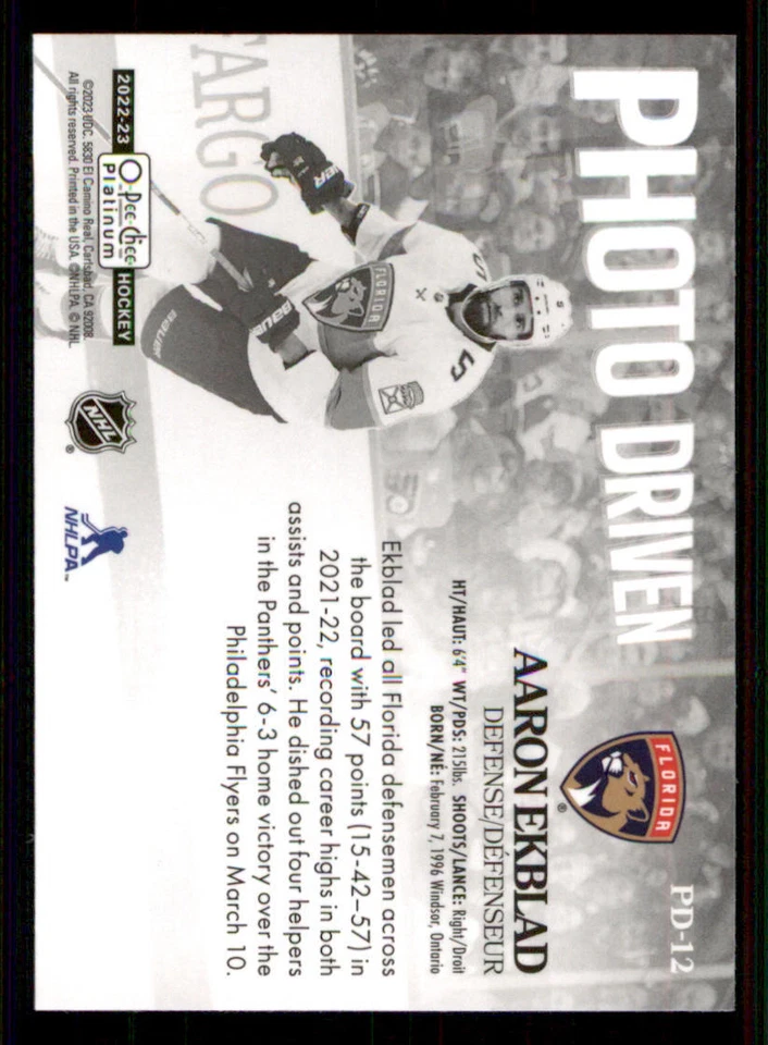 2022-23 O-Pee-Chee Platinum Photo Driven #PD12 Aaron Ekblad - Image 2 of 2