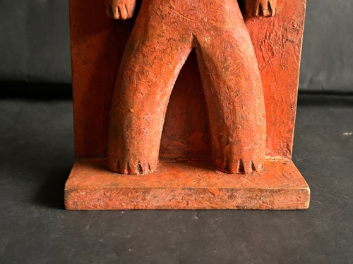 OLD VINTAGE HANDMADE TRIBAL OLD COLOR FINE ART FIGURE HAND CARVED WOODEN STATUE - Picture 6 of 12