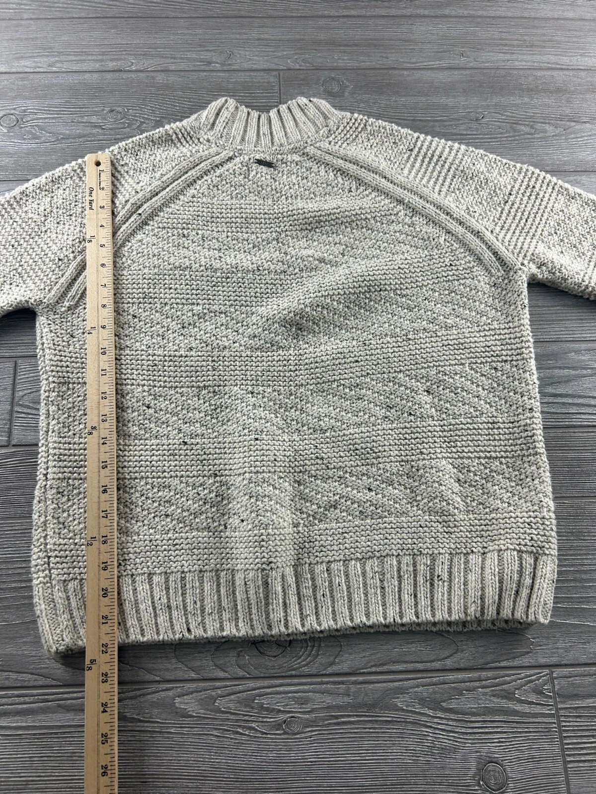 prana round neck speckled knit sweater