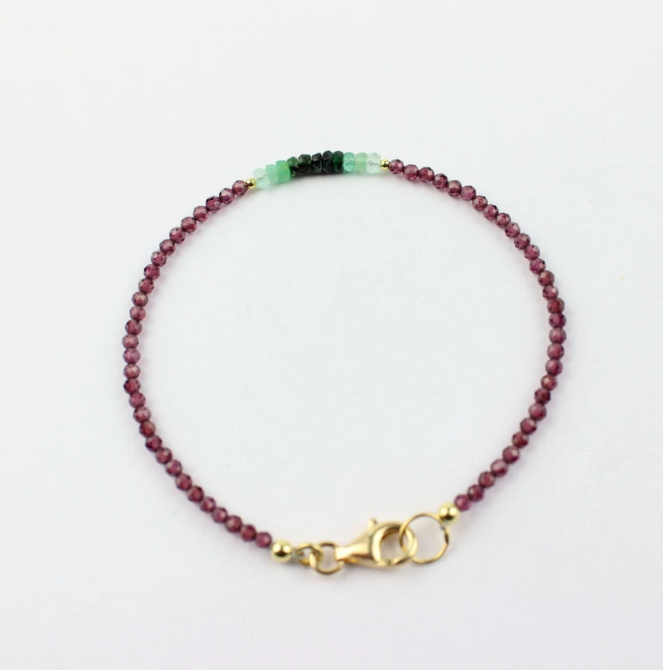 Rodolith Granat und Smaragd Armband facettierte 925 Silber Geschenk ca.19,5 cm - Bild 3 von 4