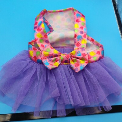 Build-A-Bear Workshop Tu Tu Pink Purple Paw Print Tutu