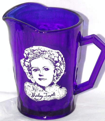 Shirley Temple Vintage Cobalt Blue Depression Glass Creamer Pitcher Hazel Atlas