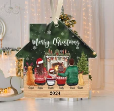 Custom Family Christmas Ornament with Pets, Family and Pet Ornament Keepsake