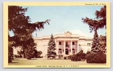 Saratoga Springs New York NY Lincoln Baths Exterior Lawn 1950s Vintage Postcard