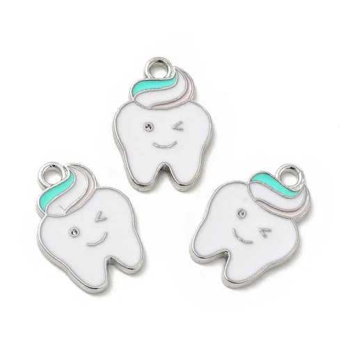 5 Teeth Tooth Pendant Charms 18mm Metal Enamel Tooth Fairy E37F Aussie Seller