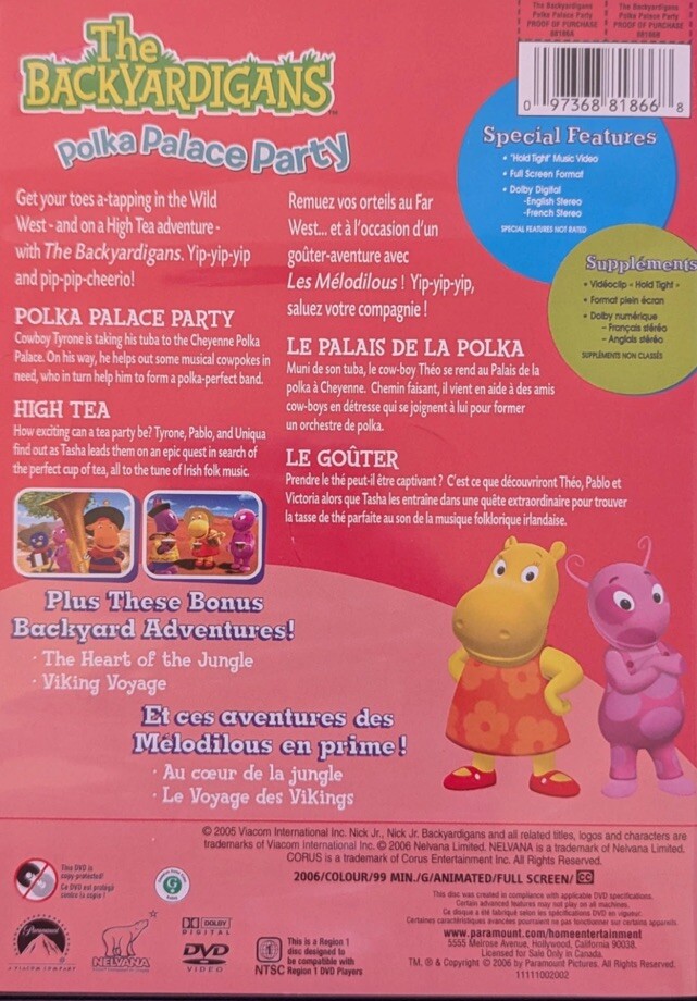 The Backyardigans - Polka Palace Party (DVD, 2006, Canadian) for
