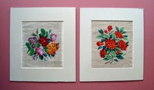 Coppia Disegni a tempera primi '900 schemi per ricami 