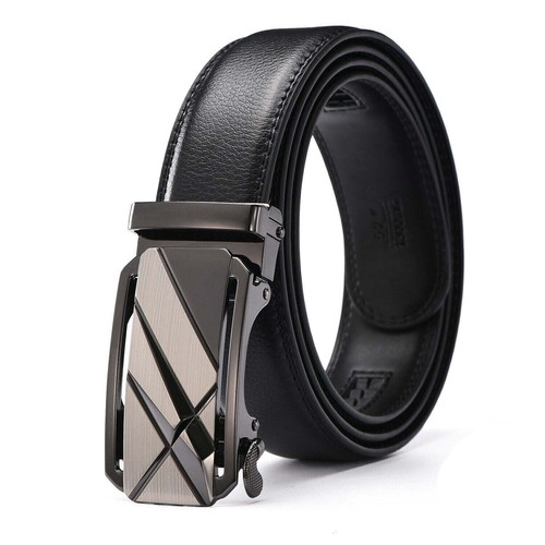 Luxury Men's Real Leather Belt Automatic Buckle Ratchet Waist Strap Jeans Dress - Picture 18 of 23