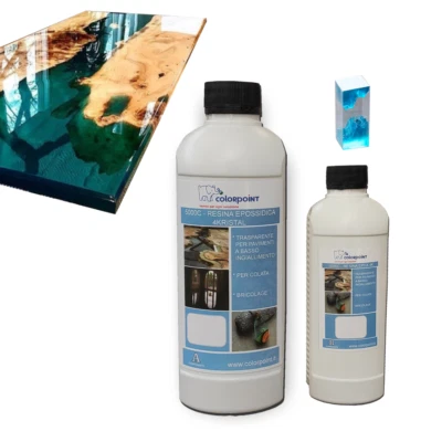 RESINA EPOSSIDICA TRASPARENTE 4KRYSTAL BICOMPONENTE A+B PER COLATE OGGETTISTICA
