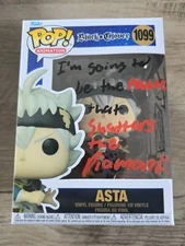SIGNED Funko Pop! Vinyl: Black Clover Asta #1099 Signed And Remarked DALLAS REID